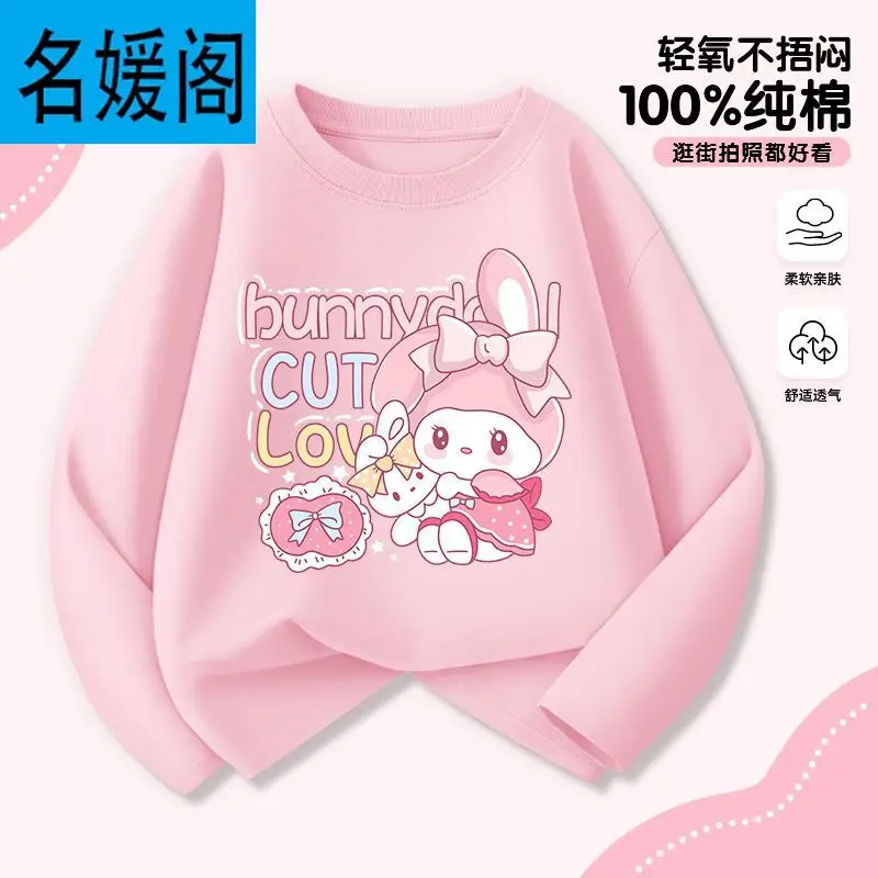 Children's Sportswear Girls Long-Sleeved T-Shirt Clothes 2025 Autum New Style Girls Spring and Autum Pure Cotton Autum Clothes