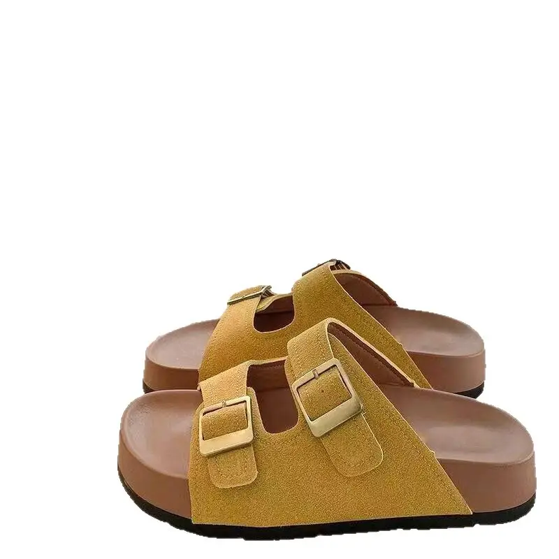 Women's Turquoise French Birkenstock Slippers with Gold Buckles - Image 8