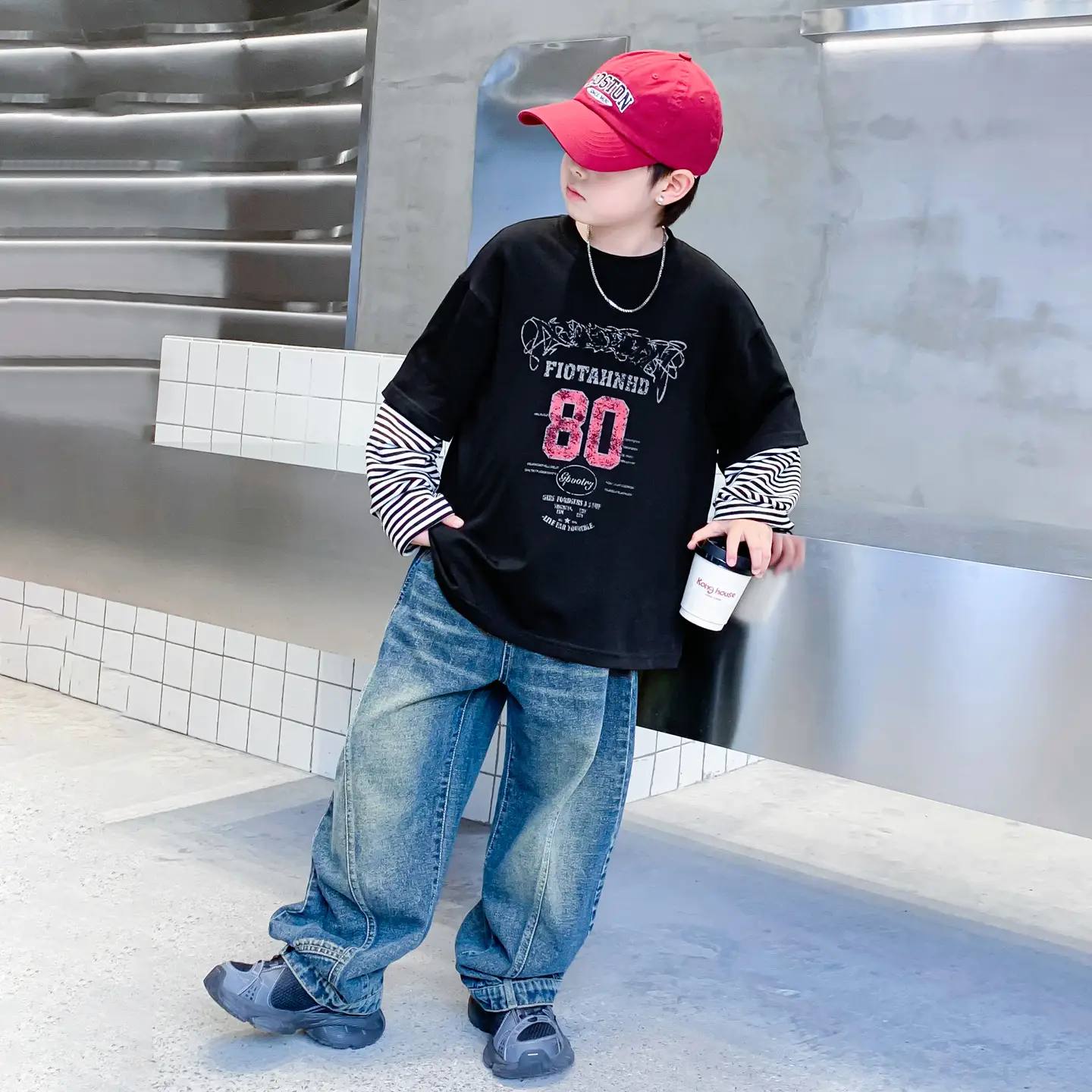 Boys Long Sleeve T-Shirt Black 2025 Sports Design - Image 4
