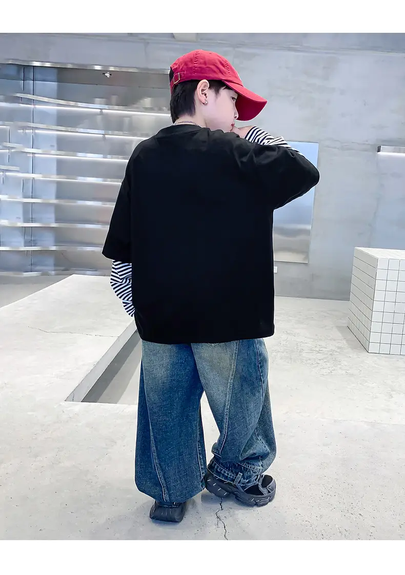 Boys Long Sleeve T-Shirt Black 2025 Sports Design — feature 10