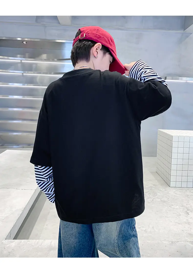 Boys Long Sleeve T-Shirt Black 2025 Sports Design — feature 12