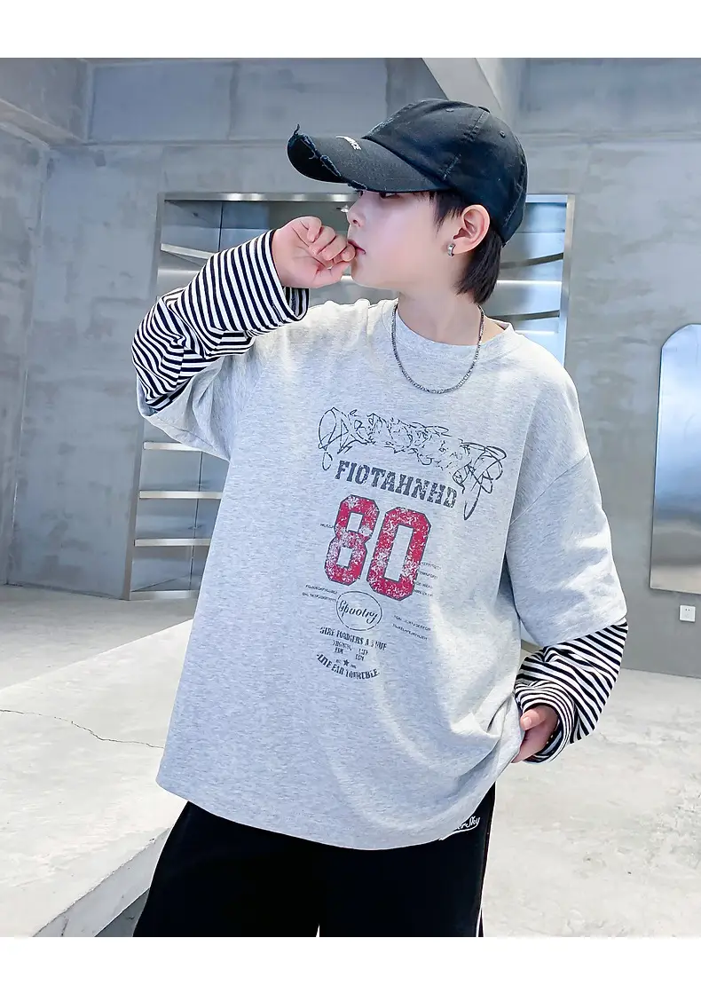 Boys Long Sleeve T-Shirt Black 2025 Sports Design — feature 14
