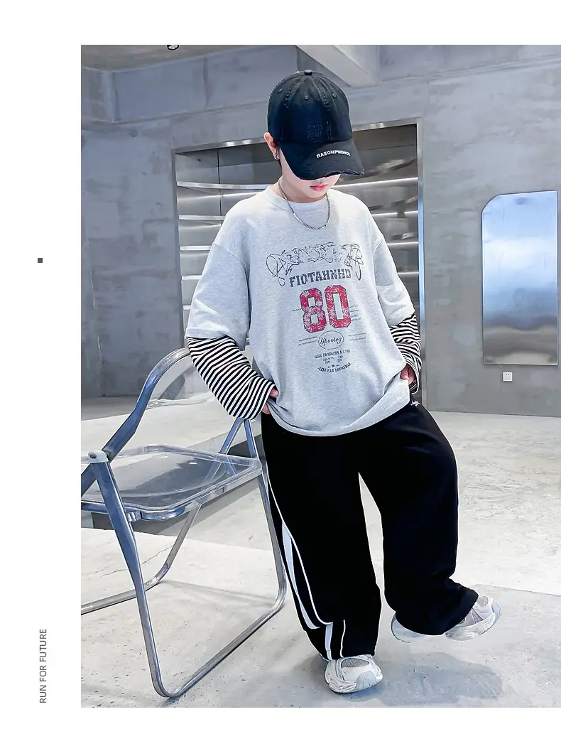 Boys Long Sleeve T-Shirt Black 2025 Sports Design — feature 15
