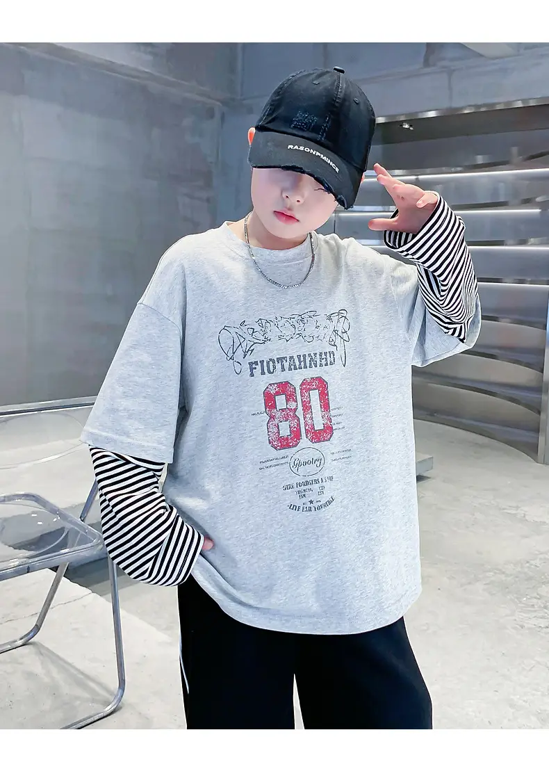 Boys Long Sleeve T-Shirt Black 2025 Sports Design — feature 16
