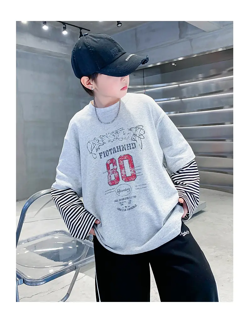 Boys Long Sleeve T-Shirt Black 2025 Sports Design — feature 17