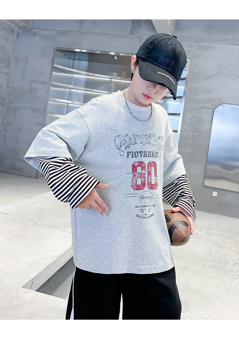 Boys Long Sleeve T-Shirt Black 2025 Sports Design — feature 18