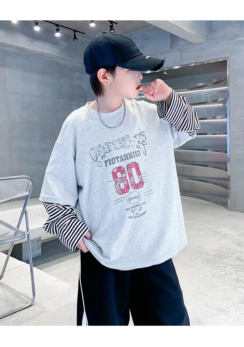 Boys Long Sleeve T-Shirt Black 2025 Sports Design — feature 19