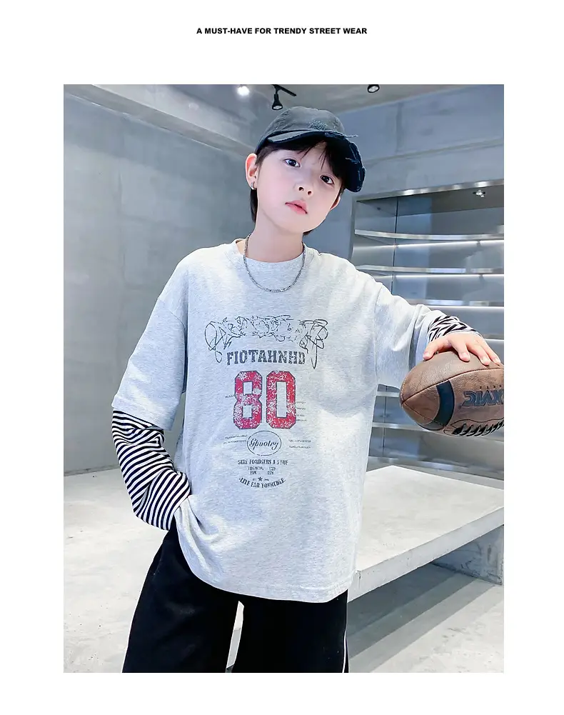 Boys Long Sleeve T-Shirt Black 2025 Sports Design — feature 2