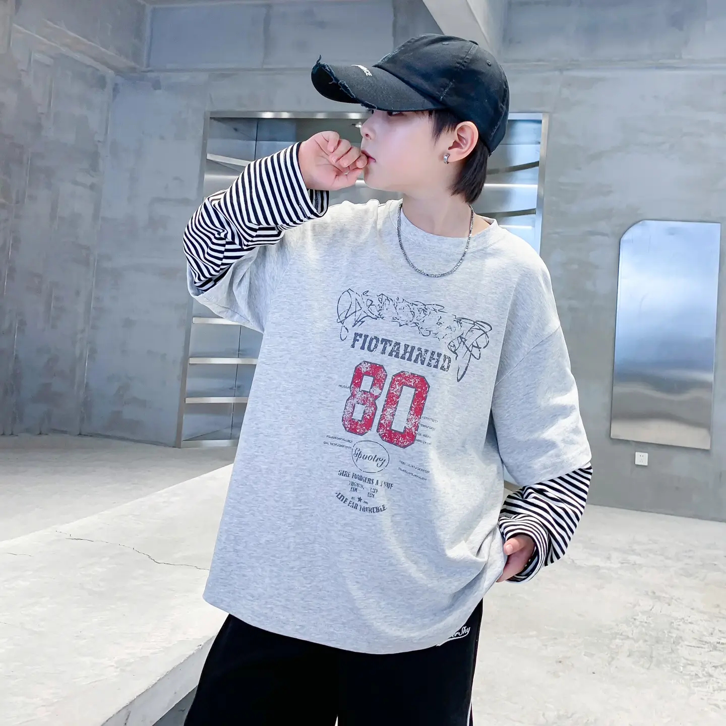 Boys Long Sleeve T-Shirt Black 2025 Sports Design - Image 2
