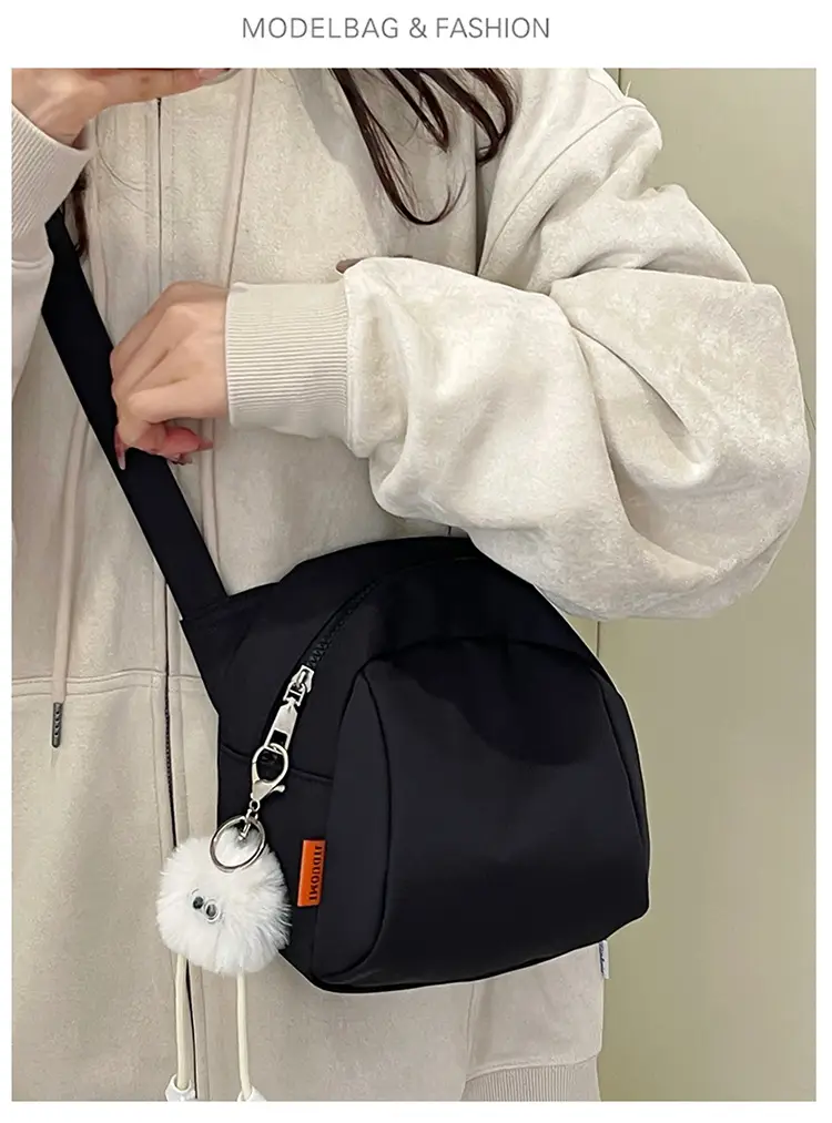 Women's Creamy Shell Shoulder Bag with Pom Pom Charm — feature 19