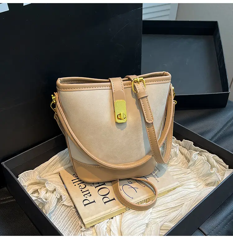 Women Crossbody Bag Beige Leather Bucket Style 2026 — feature 10