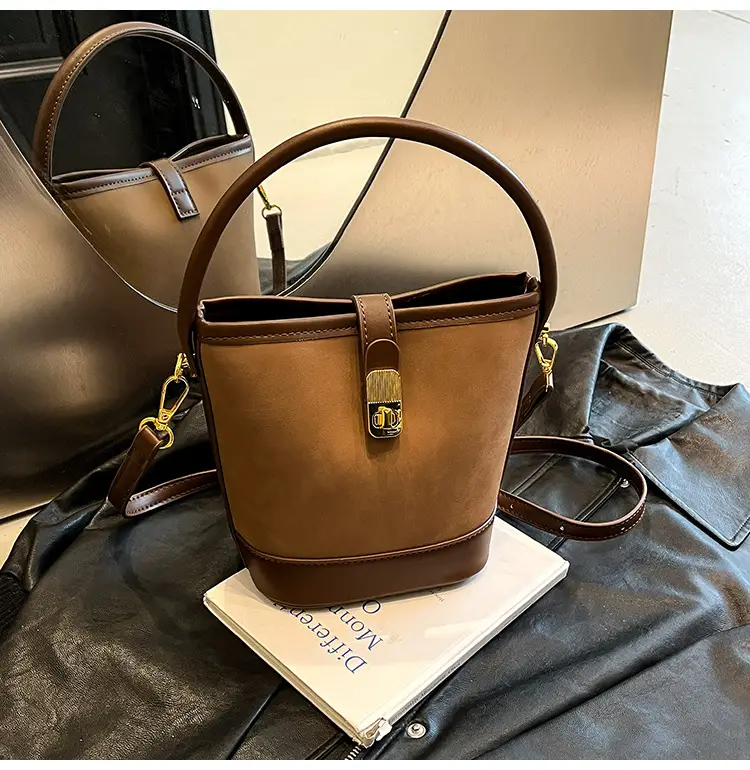 Women Crossbody Bag Beige Leather Bucket Style 2026 — feature 11