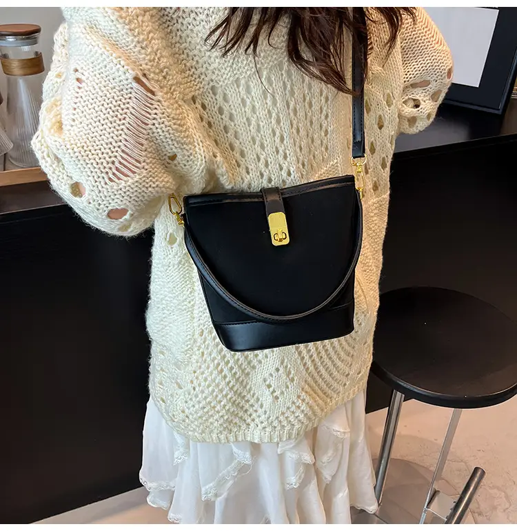 Women Crossbody Bag Beige Leather Bucket Style 2026 — feature 25