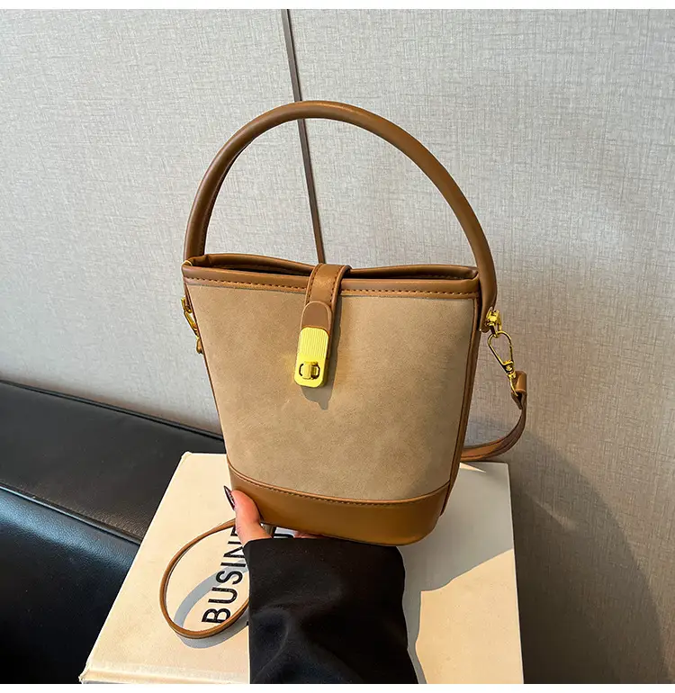 Women Crossbody Bag Beige Leather Bucket Style 2026 — feature 8