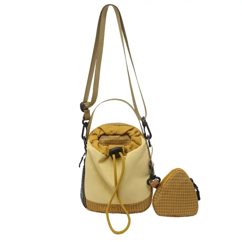 Blue Drawstring Shoulder Bag with Crossbody Strap for Men Women - Image 11