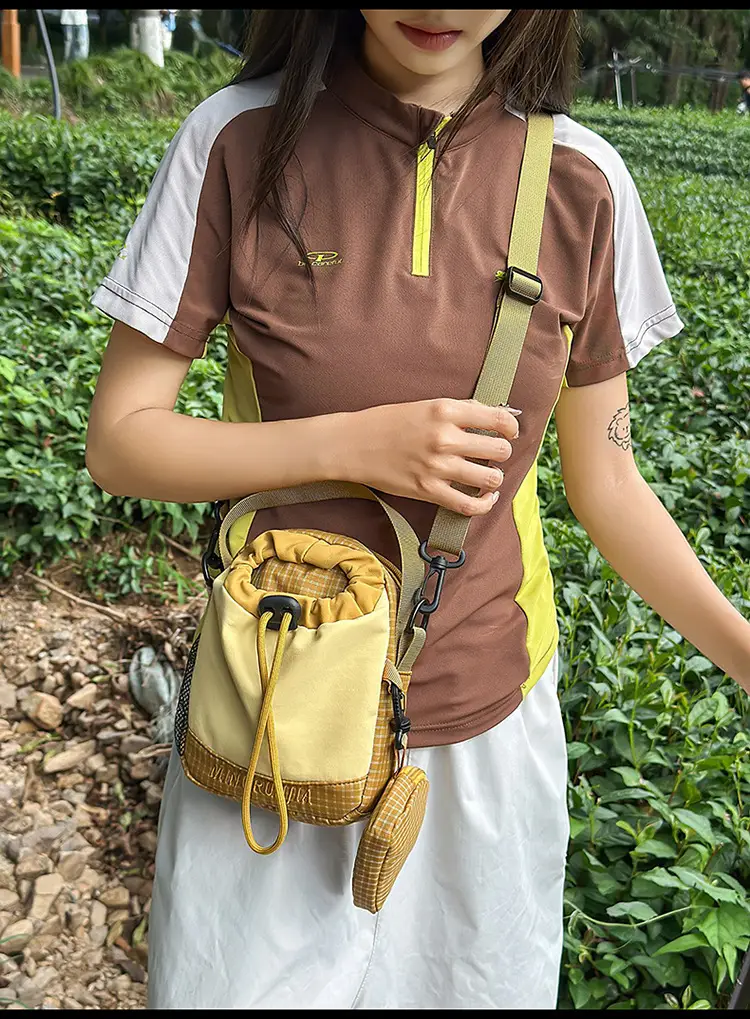 Blue Drawstring Shoulder Bag with Crossbody Strap for Men Women — feature 20