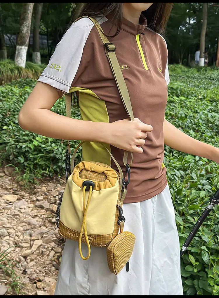 Blue Drawstring Shoulder Bag with Crossbody Strap for Men Women — feature 22