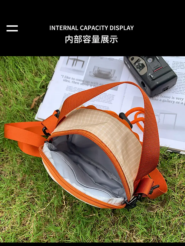 Blue Drawstring Shoulder Bag with Crossbody Strap for Men Women — feature 9