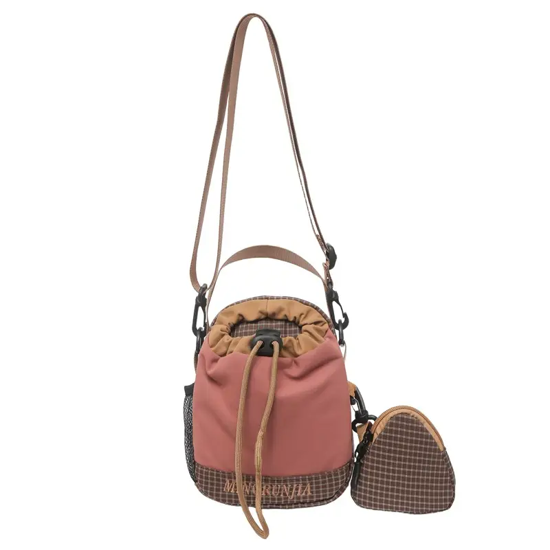 Blue Drawstring Shoulder Bag with Crossbody Strap for Men Women - Image 5