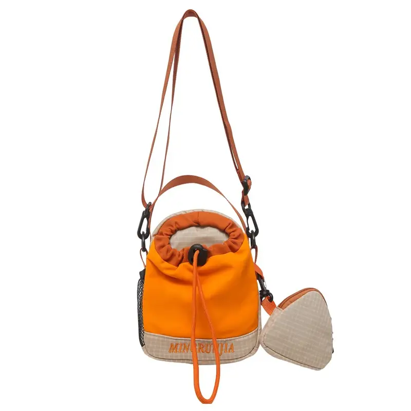 Blue Drawstring Shoulder Bag with Crossbody Strap for Men Women - Image 6