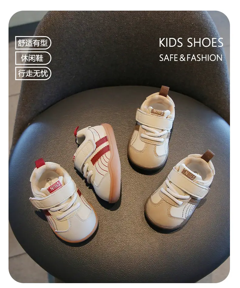 2025 Toddler Shoes White Red Velcro Strap Non-Slip — feature 2