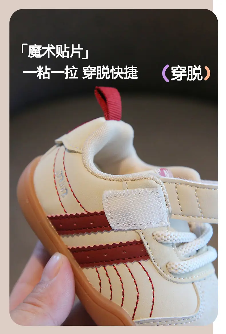 2025 Toddler Shoes White Red Velcro Strap Non-Slip — feature 6