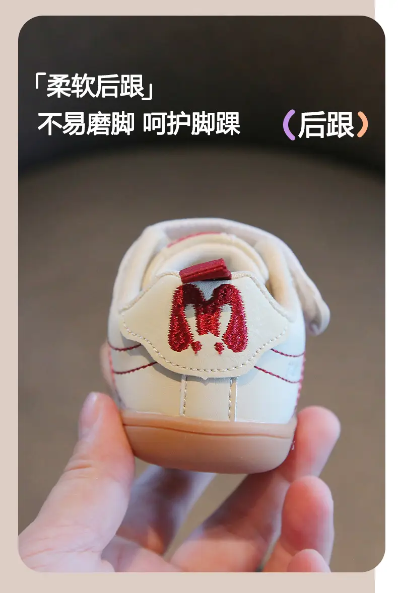 2025 Toddler Shoes White Red Velcro Strap Non-Slip — feature 7