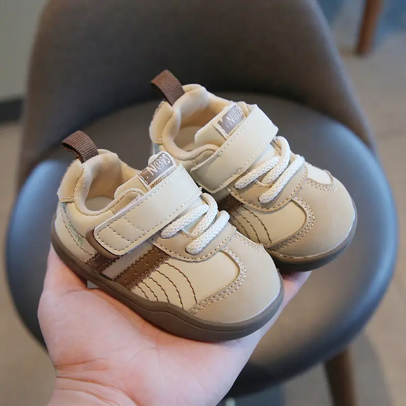 2025 Toddler Shoes White Red Velcro Strap Non-Slip