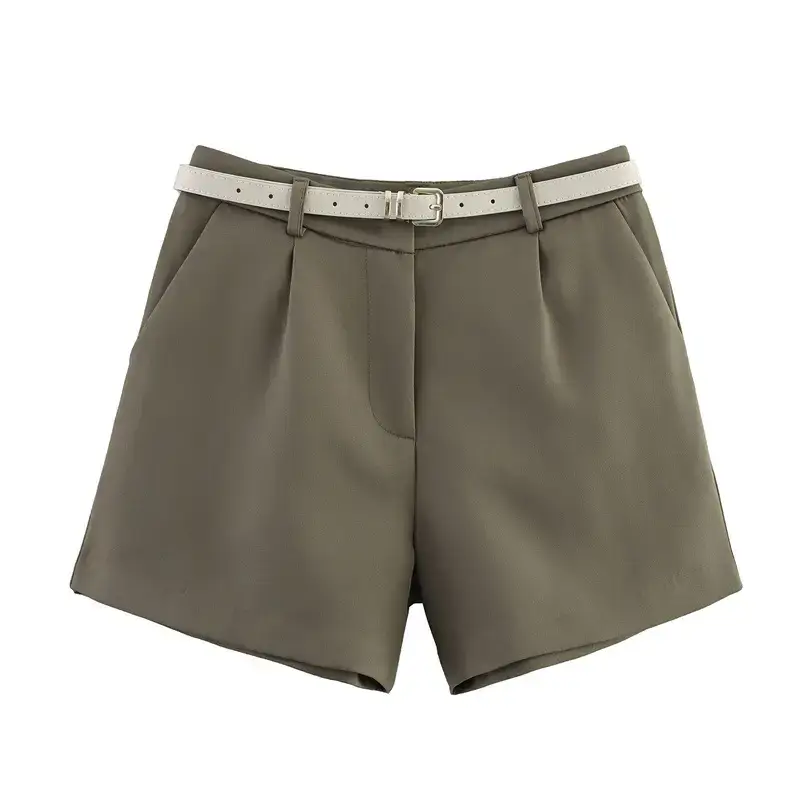 Women's White Belted Shorts 2024 Summer Casual — feature 11