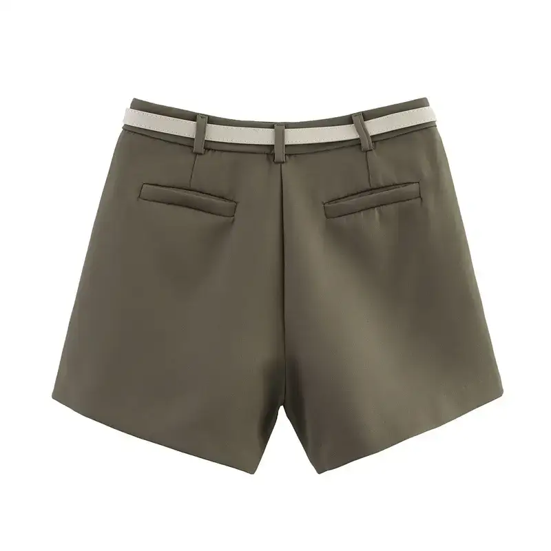 Women's White Belted Shorts 2024 Summer Casual — feature 12