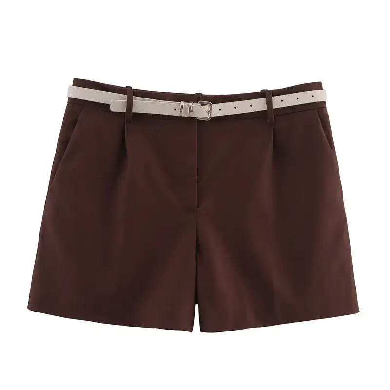 Women's White Belted Shorts 2024 Summer Casual — feature 13