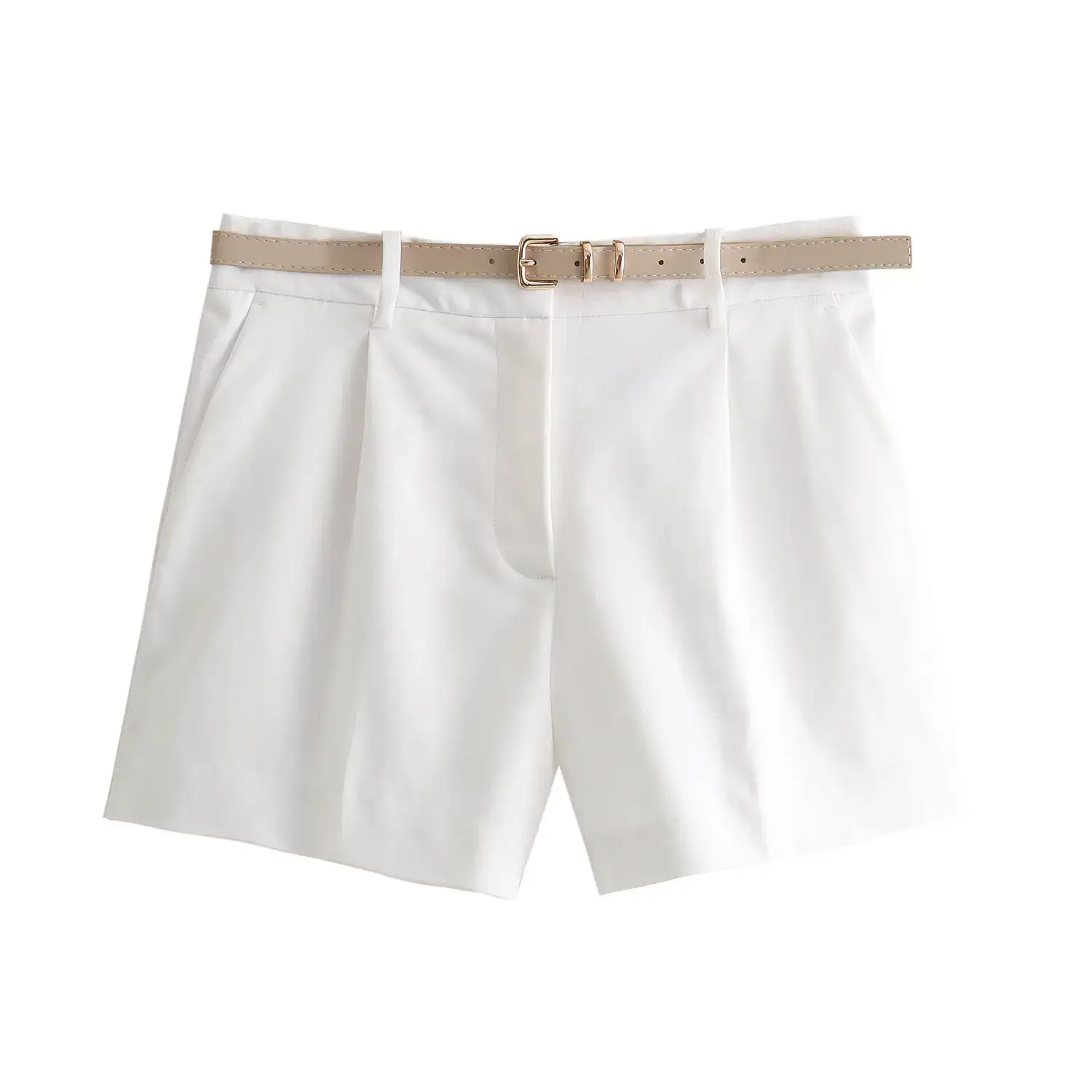 Women's White Belted Shorts 2024 Summer Casual — feature 5
