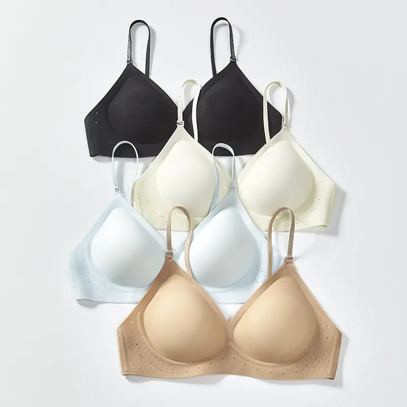 Invisible Bra, Seamless Foundation-Like Underwear for Women, Summer Thin Style, Small Chest Gathering, Anti-Sagging, Breathable, Adjustable, Beautiful Back Design