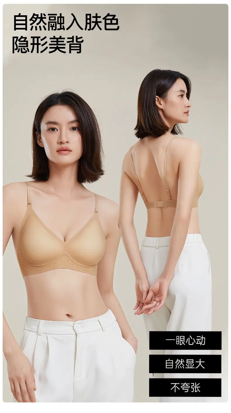 Invisible Bra, Seamless Foundation-Like Underwear for Women, Summer Thin Style, Small Chest Gathering, Anti-Sagging, Breathable, Adjustable, Beautiful Back Design — feature 2