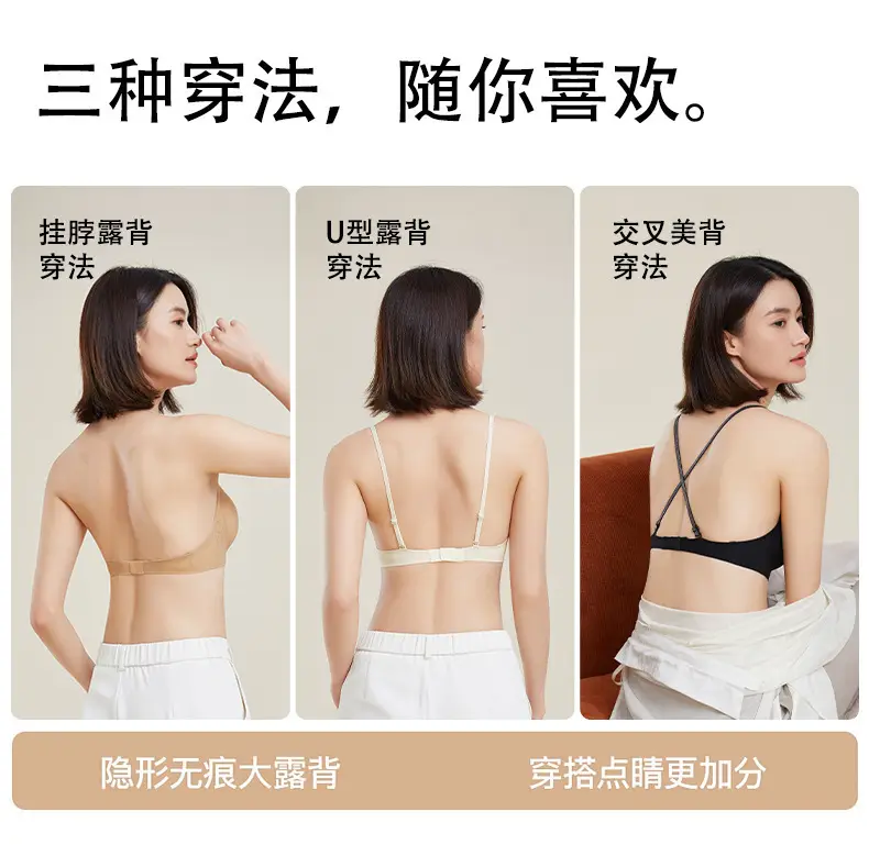 Invisible Bra, Seamless Foundation-Like Underwear for Women, Summer Thin Style, Small Chest Gathering, Anti-Sagging, Breathable, Adjustable, Beautiful Back Design — feature 3