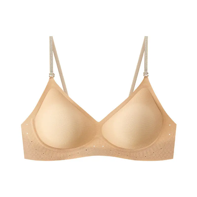 Invisible Bra, Seamless Foundation-Like Underwear for Women, Summer Thin Style, Small Chest Gathering, Anti-Sagging, Breathable, Adjustable, Beautiful Back Design
