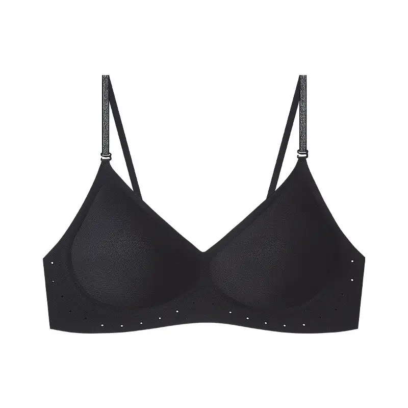 Invisible Bra, Seamless Foundation-Like Underwear for Women, Summer Thin Style, Small Chest Gathering, Anti-Sagging, Breathable, Adjustable, Beautiful Back Design