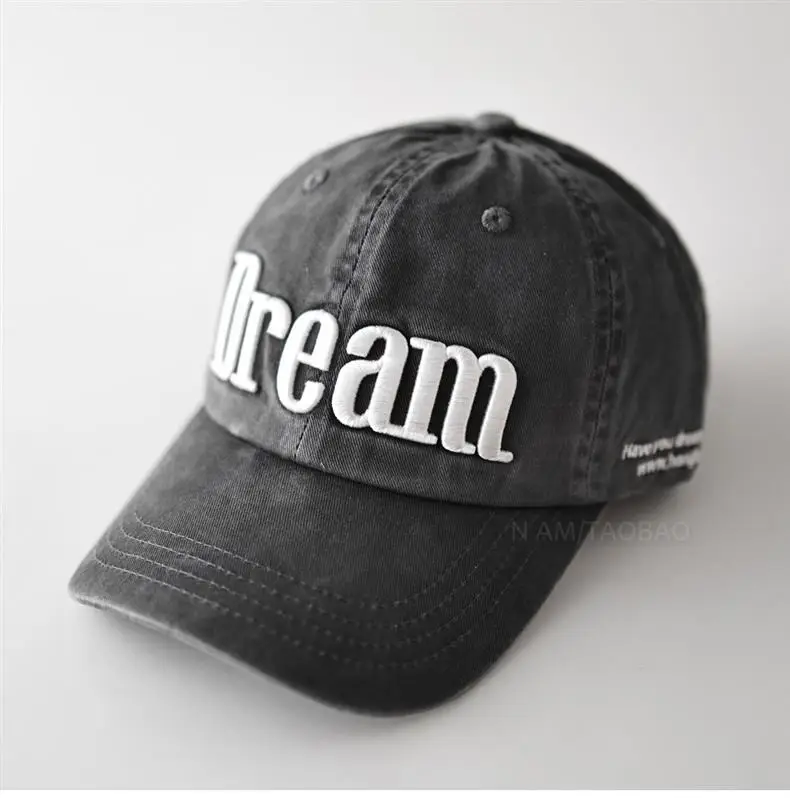 Men Grey Dream Embroidered Baseball Cap — feature 1