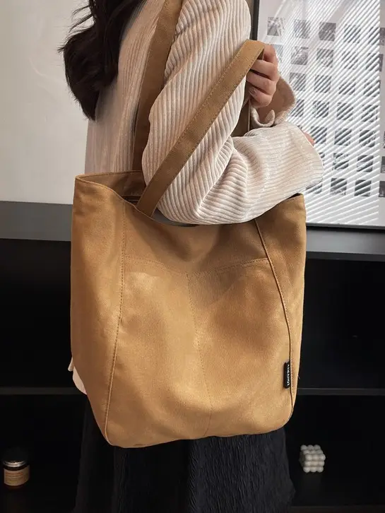 Women Large Capacity Tan Tote Bag 2025 - Image 6