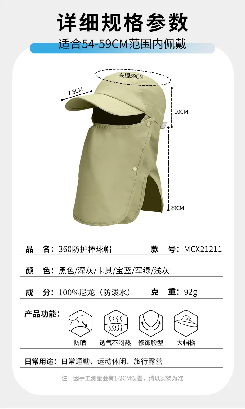 Men & Women UV Protection Neck Cover Duck Tongue Hat — feature 14