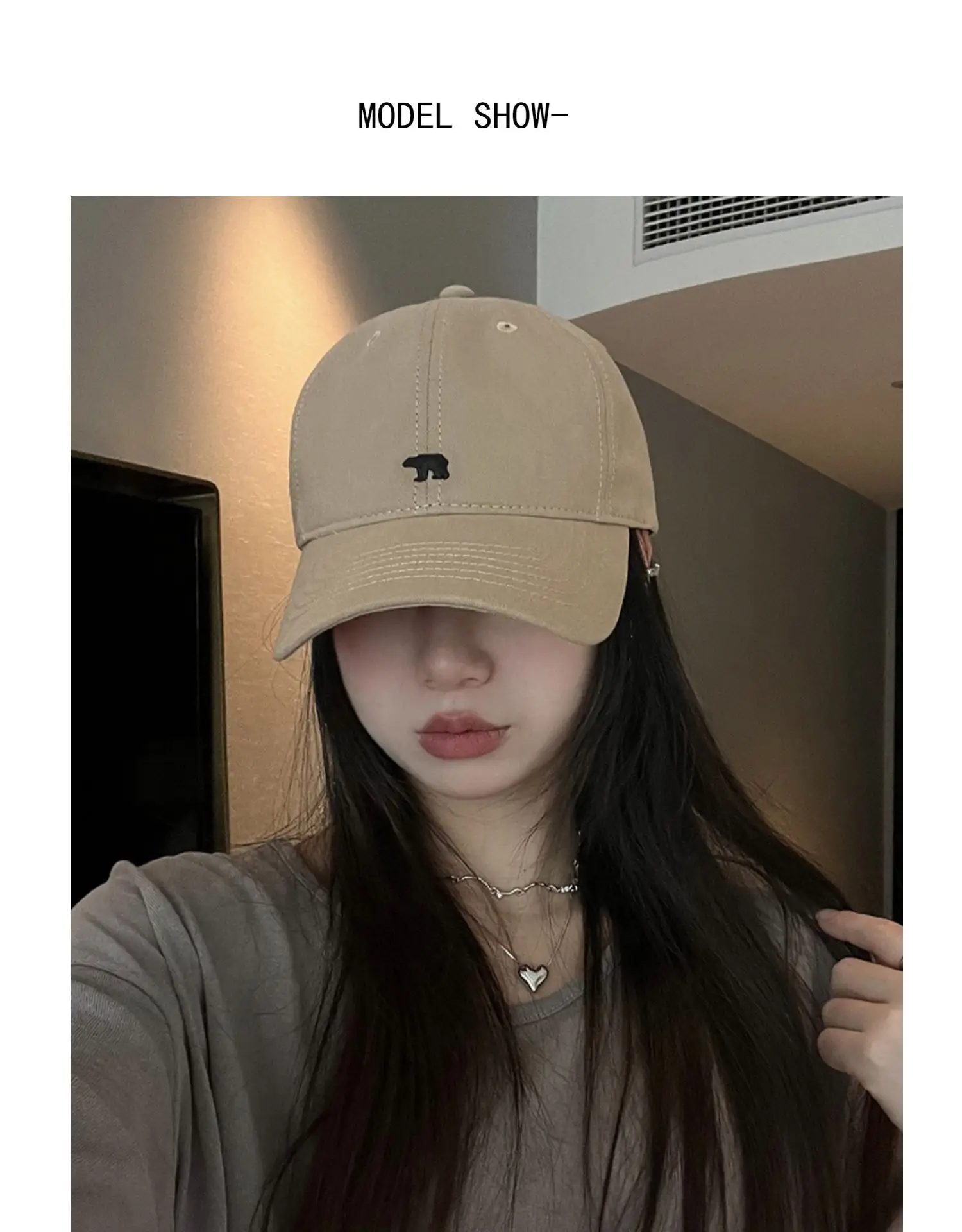 Arctic Bear Embroidered Black Baseball Cap for Women — feature 1