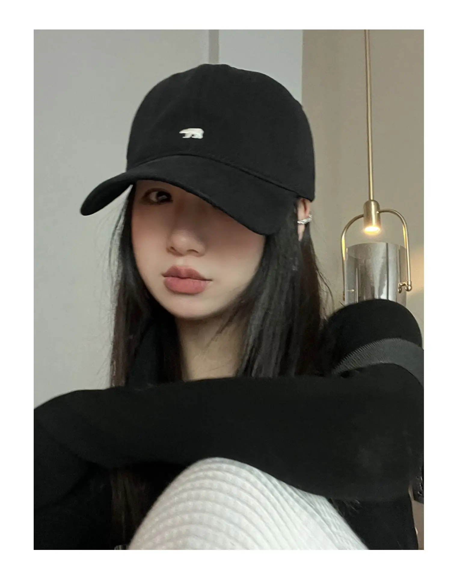 Arctic Bear Embroidered Black Baseball Cap for Women — feature 10