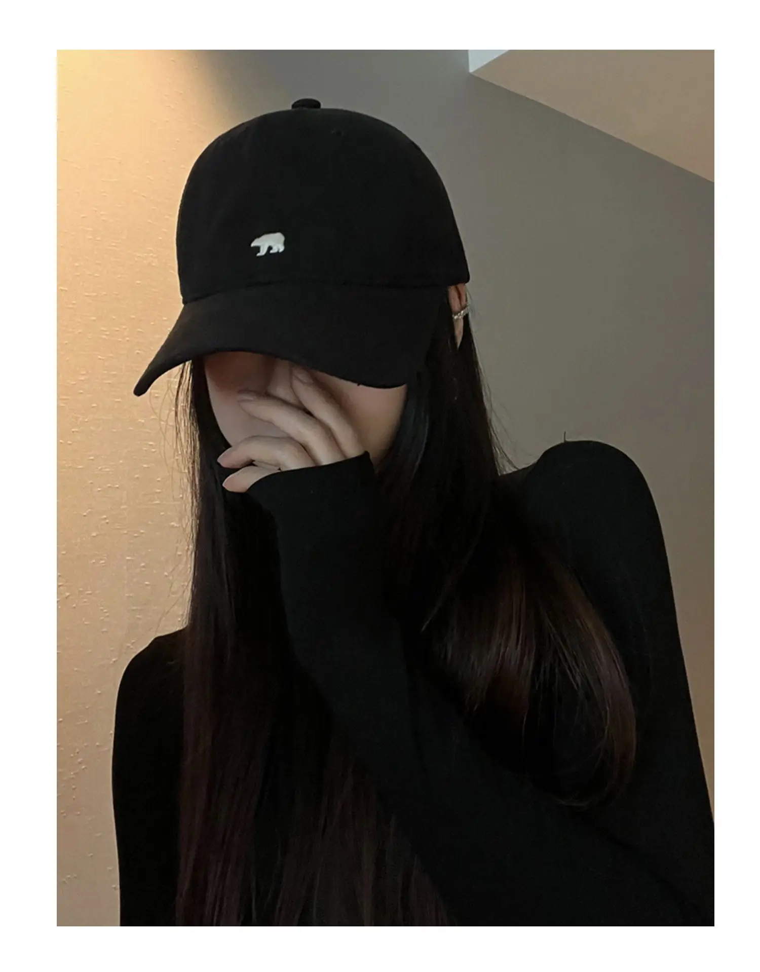 Arctic Bear Embroidered Black Baseball Cap for Women — feature 11
