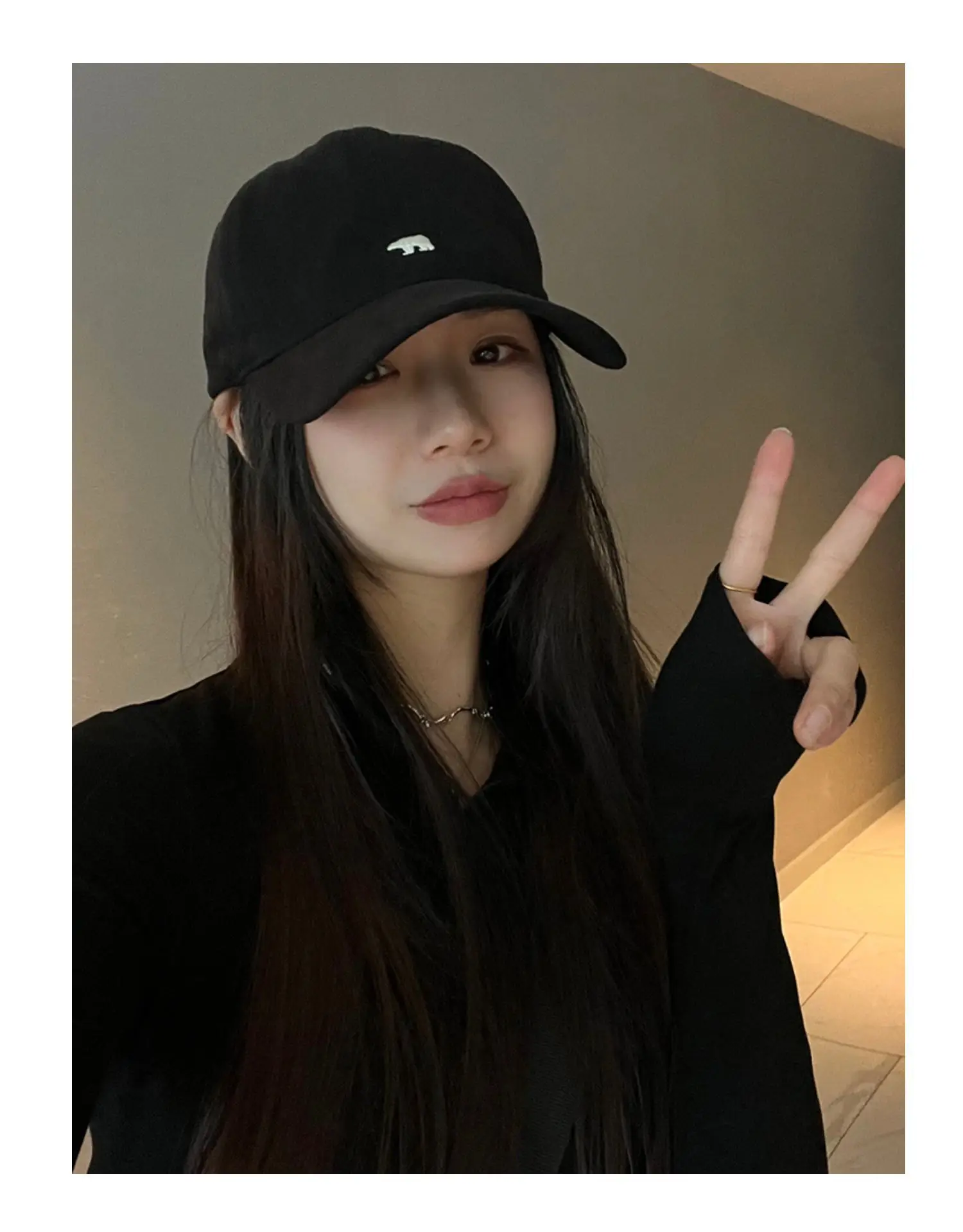 Arctic Bear Embroidered Black Baseball Cap for Women — feature 12