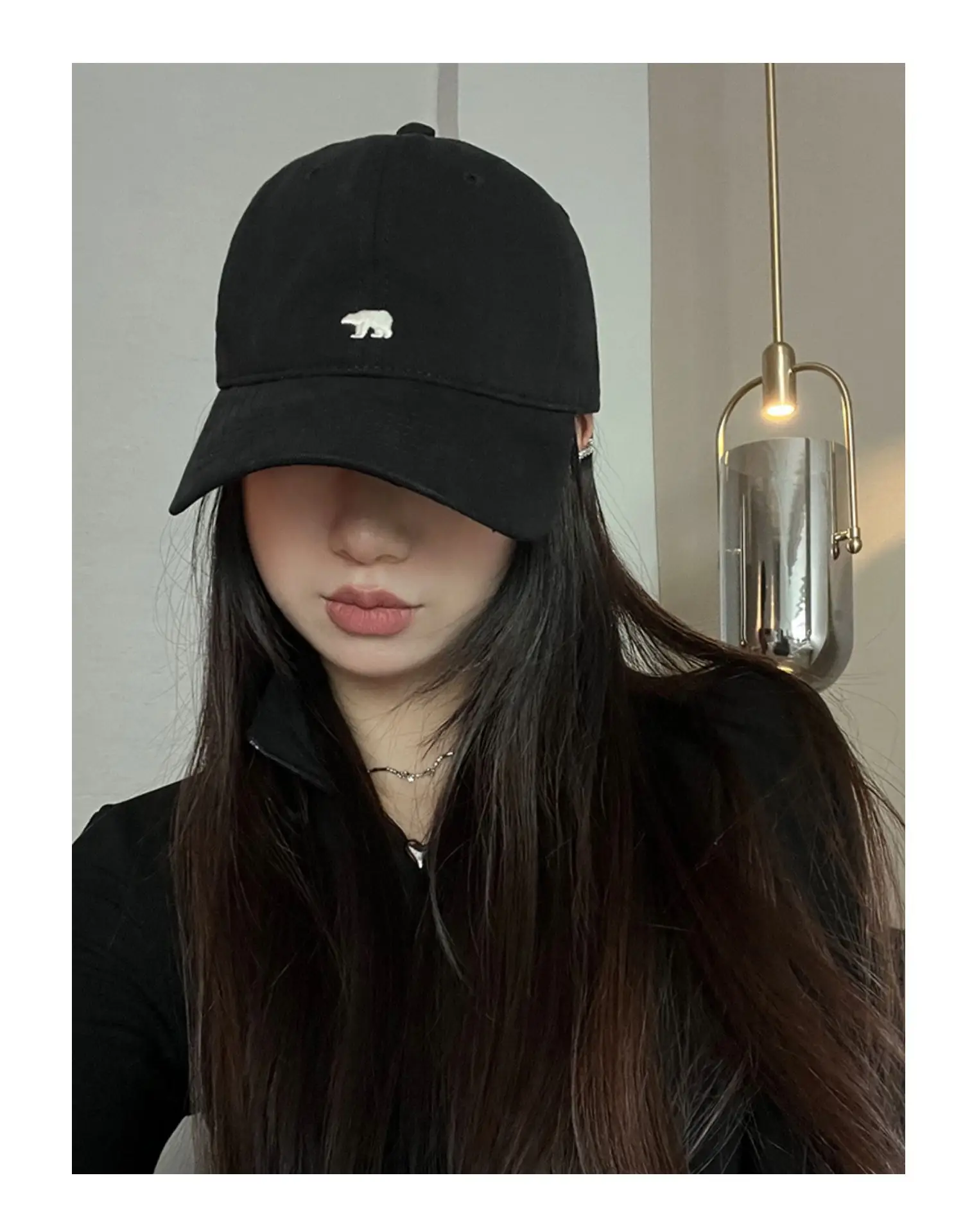 Arctic Bear Embroidered Black Baseball Cap for Women — feature 13