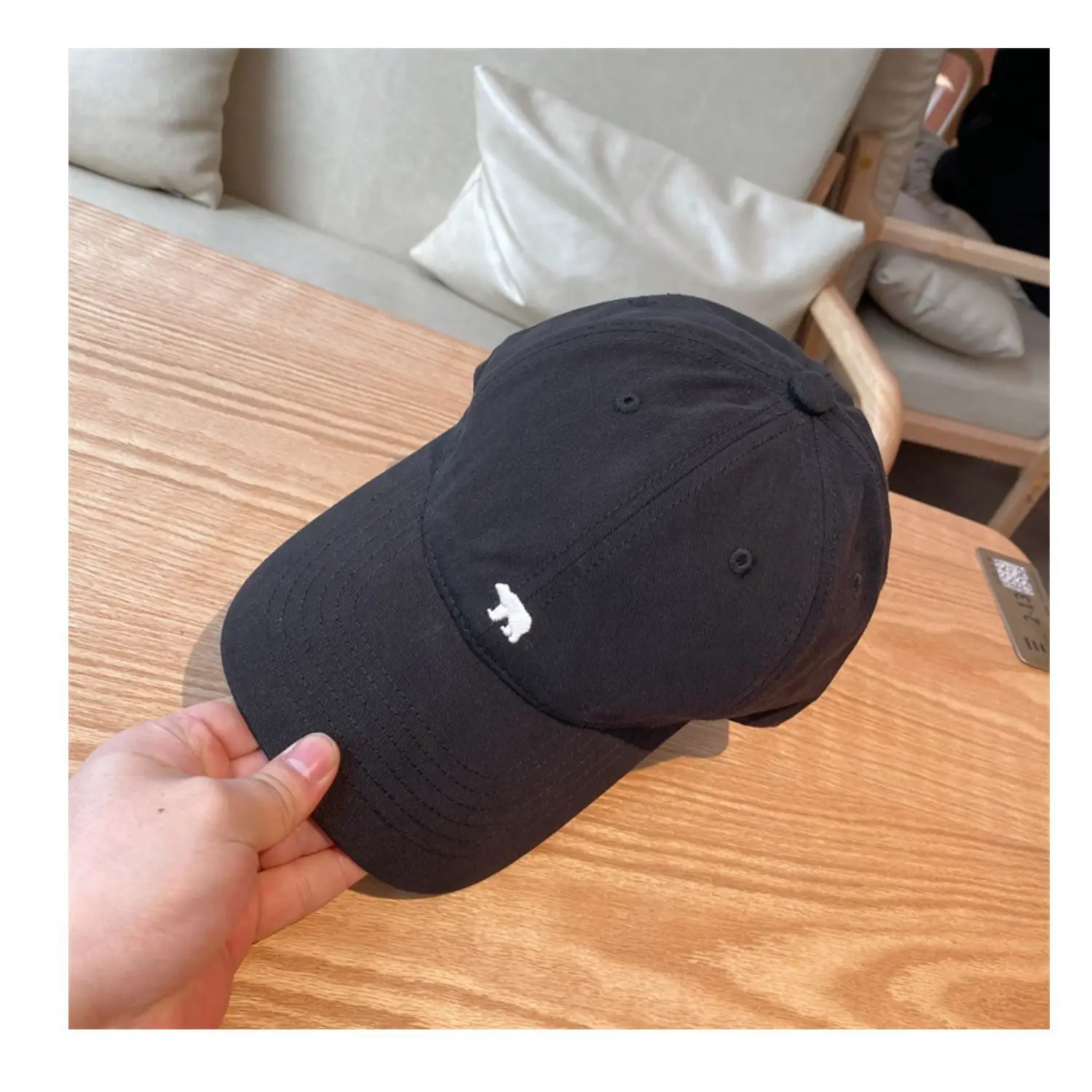 Arctic Bear Embroidered Black Baseball Cap for Women — feature 18