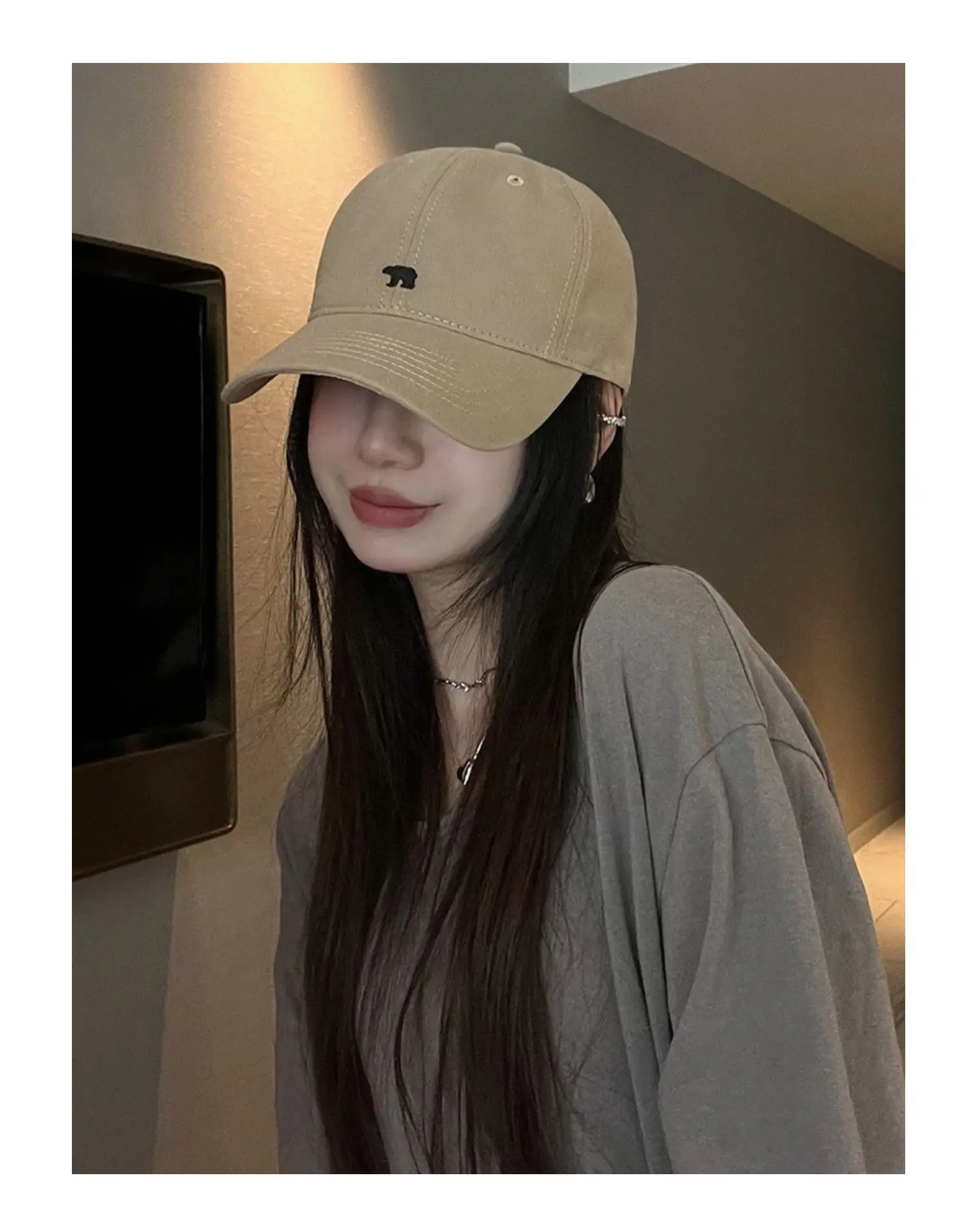 Arctic Bear Embroidered Black Baseball Cap for Women — feature 5