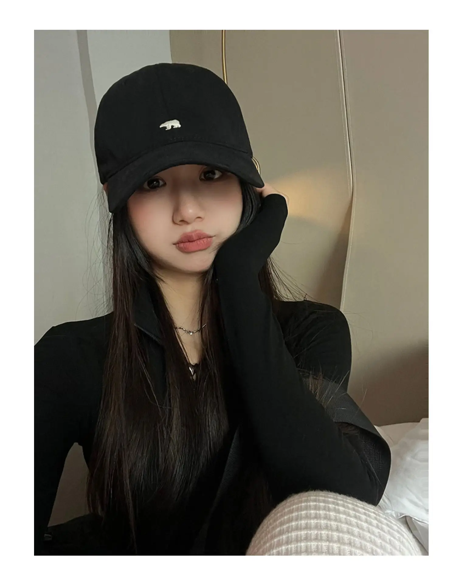 Arctic Bear Embroidered Black Baseball Cap for Women — feature 9