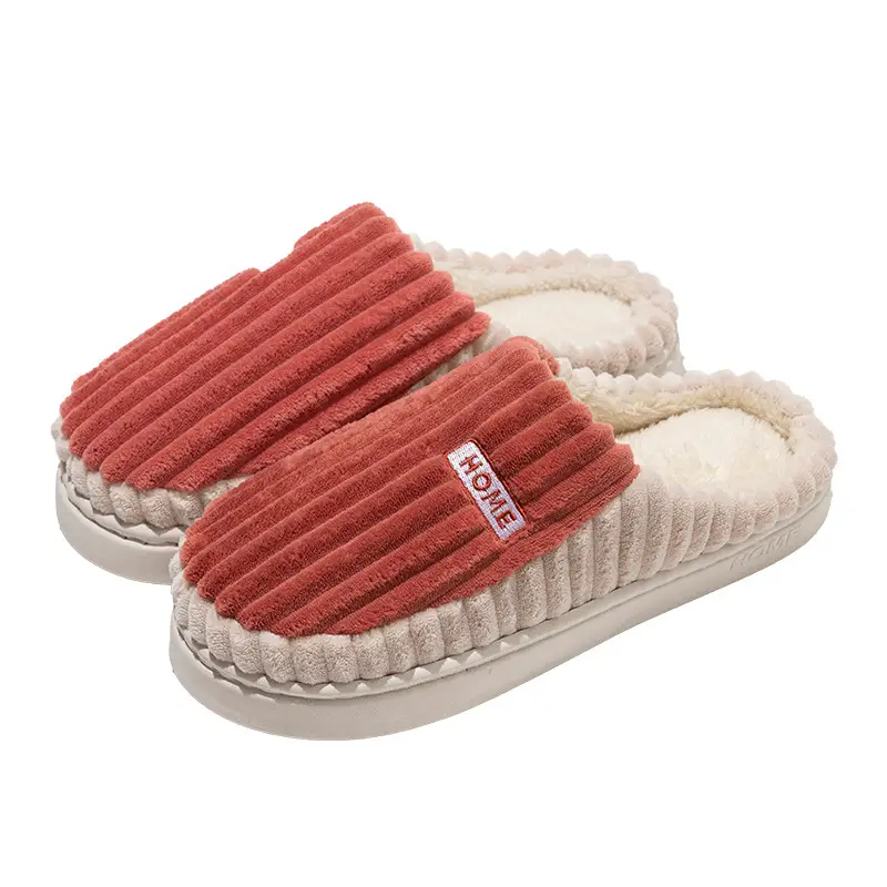 Men's and Women's Plush Cotton Slippers for Autumn and Winter, Indoor Use, Bedroom, Dormitory, Couple's Slippers, Warm Maternity Slippers