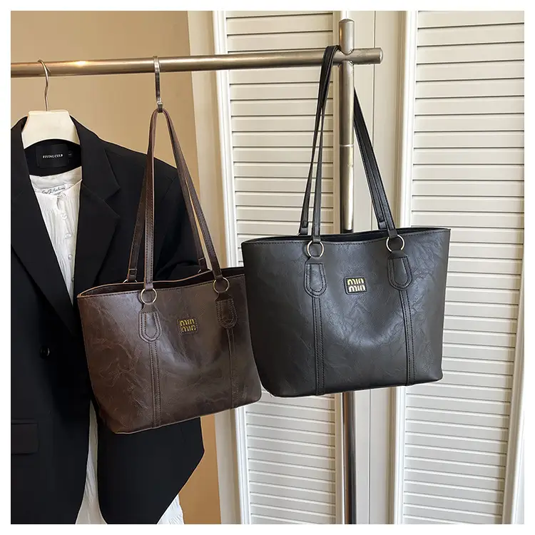 2025 Korean Style Brown Leather Tote Bag for Women - Image 6